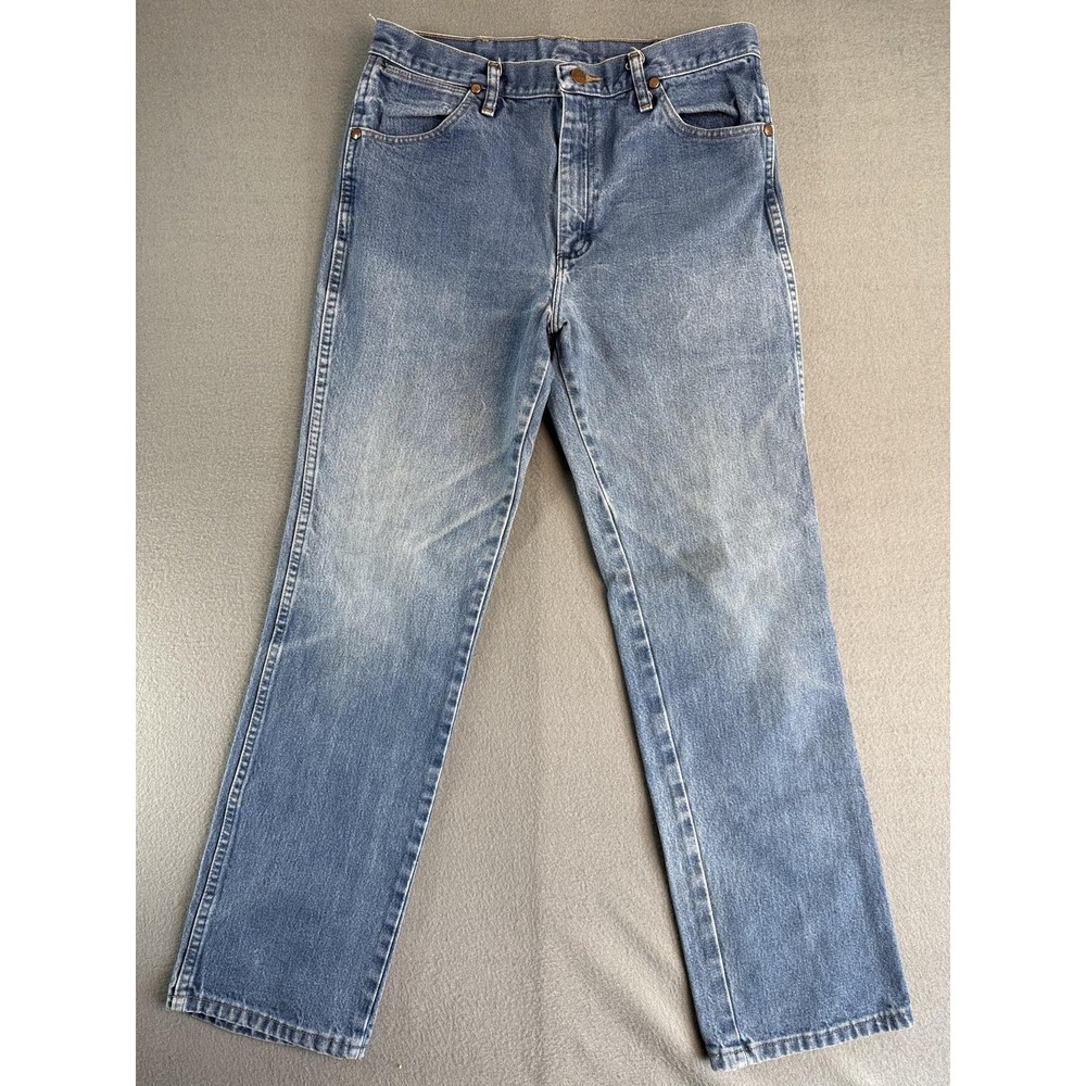 Wrangler 936PWD Jeans Mens 34x32 Med Wash Blue Slim Straight Denim Cowboy Cut